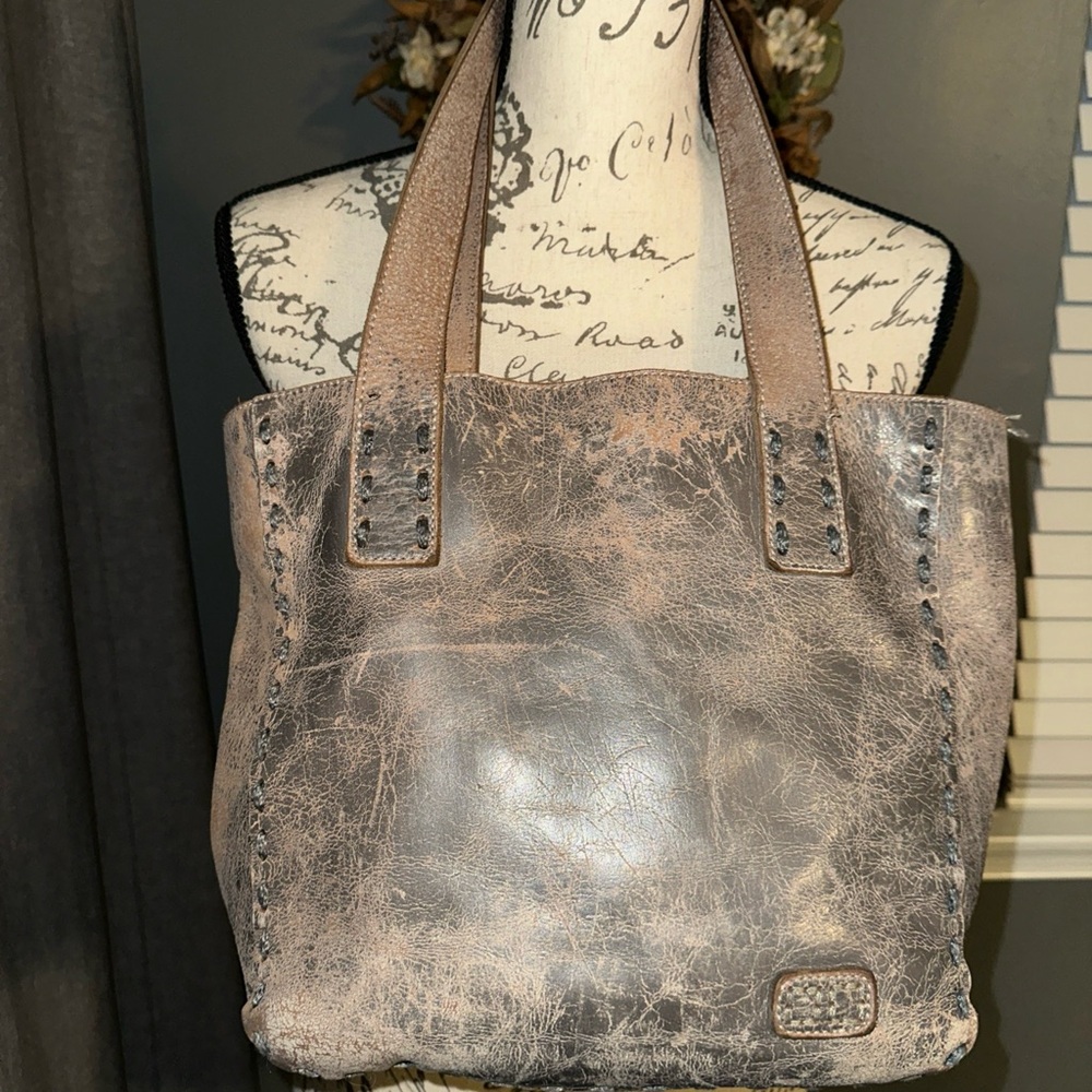Bed Stu Stevie Distressed Brown Leather Tote Bag EUC